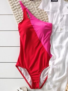 Lands' End Colorblock One-Piece Swimsuit